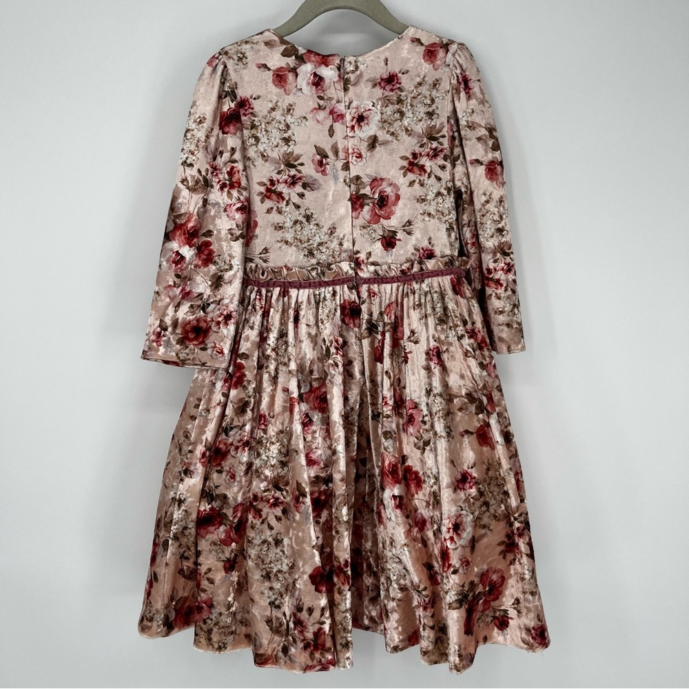 Abel & Lula Girls Floral Velvet Dress, Size 7 - Picture 5 of 9